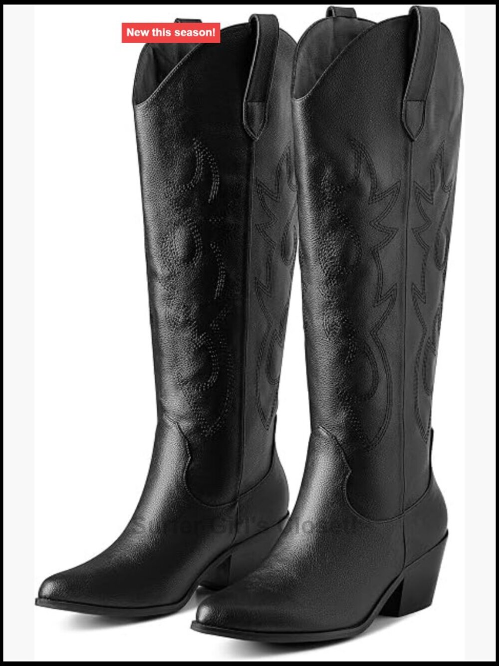 Women's Cowboy Boots Embroidered Pull-On Chunky Stacked Heel Knee High Western
